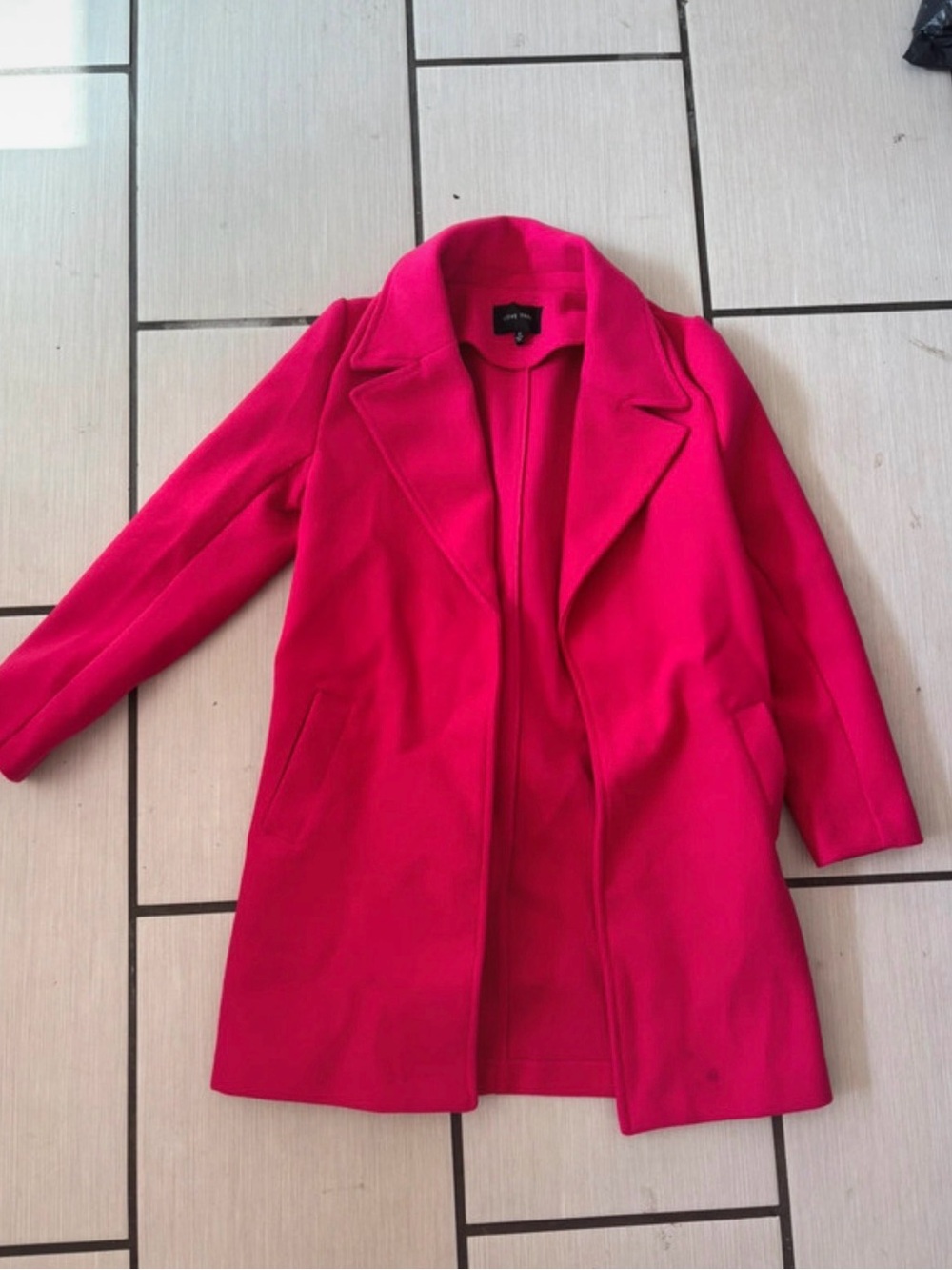 Women’s Hot Pink Open-Front Wool-Blend Coat